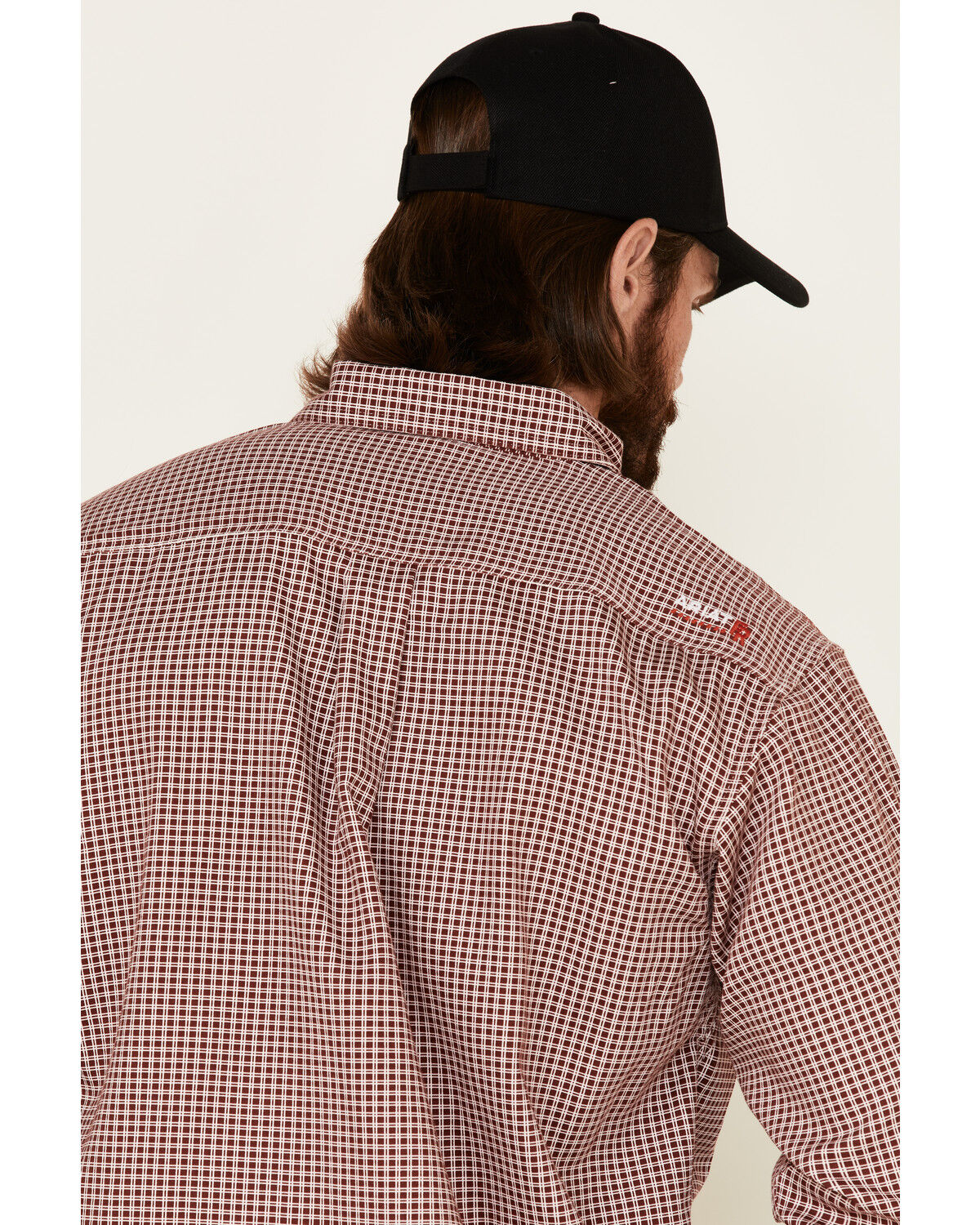 Image #5 - Ariat Men's FR Plaid Print Long Sleeve Work Shirt - Big & Tall, Wine, hi-res