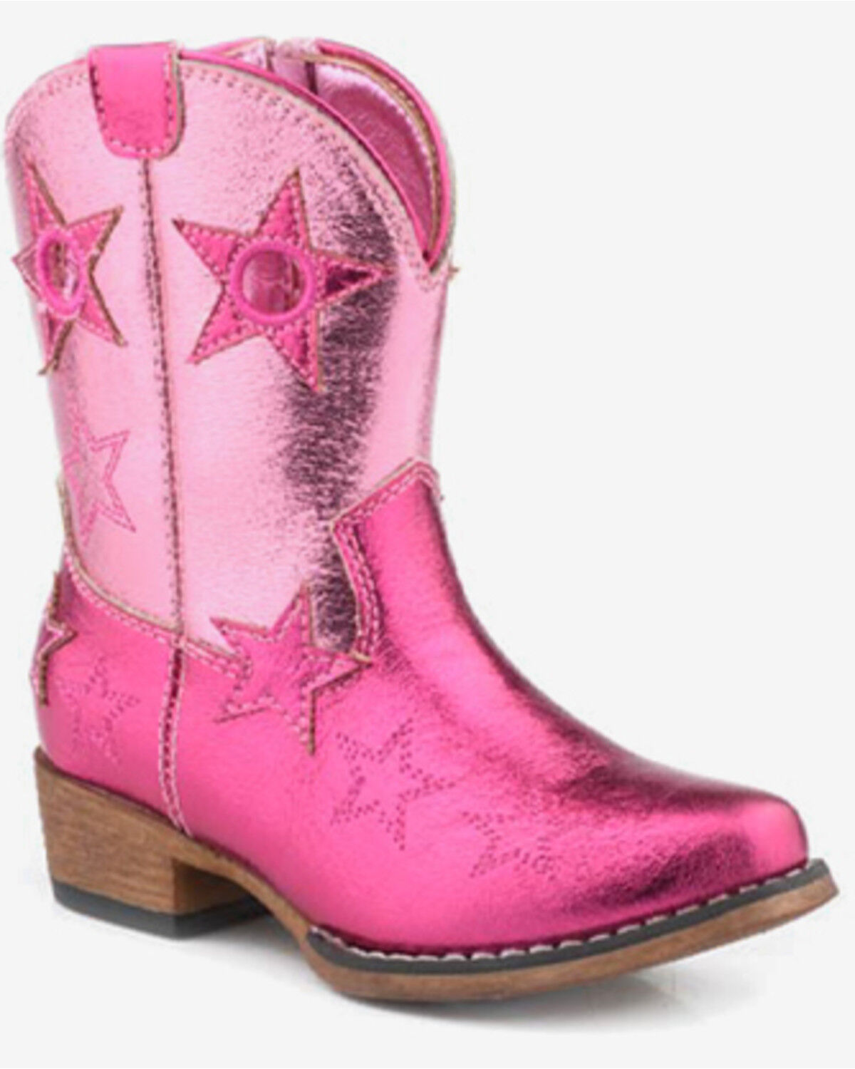 Roper Toddler Girls' Star Rodeo Metallic Western Boots - Snip Toe, Pink, hi-res