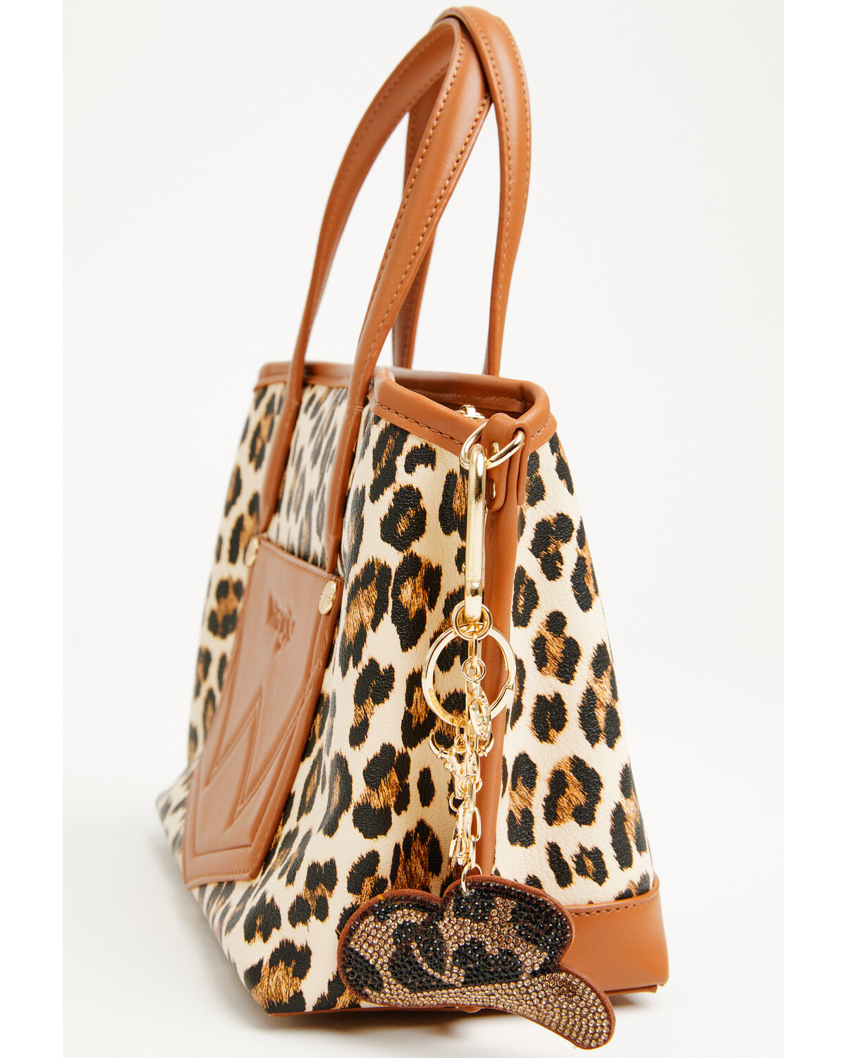 Shyanne Rhinestone Leopard Cowboy Hat Bag Charm, Brown, hi-res