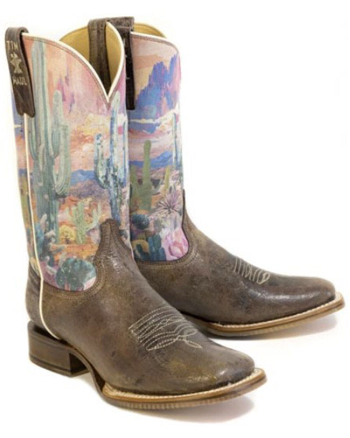 Image #1 - Tin Haul Women's Cactita Western Boots - Broad Square Toe, Brown, hi-res