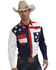 Image #1 - Roper Men's American Flag Long Sleeve Western Shirt, Patriotic, hi-res