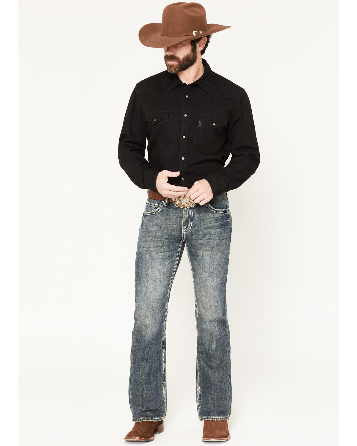 Image #1 - Rock & Roll Denim Men's Pistol Med Bootcut Jeans, Blue, hi-res