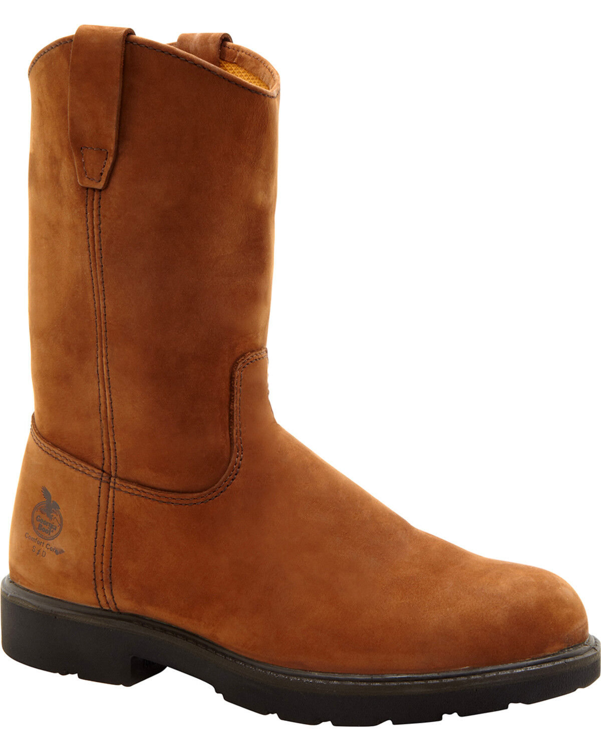Georgia Boot Men's Wellington Pull On Work Boots - Steel Toe, Brown, hi-res