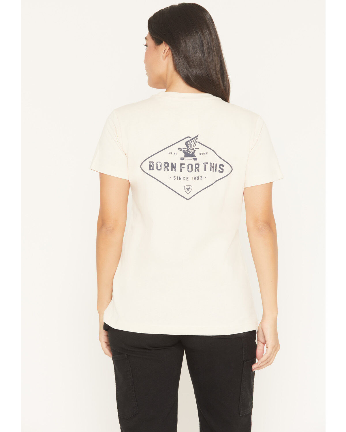 Image #1 - Ariat Women's Rebar Cotton Strong Anvil Logo Short Sleeve Graphic Tee, Cream, hi-res