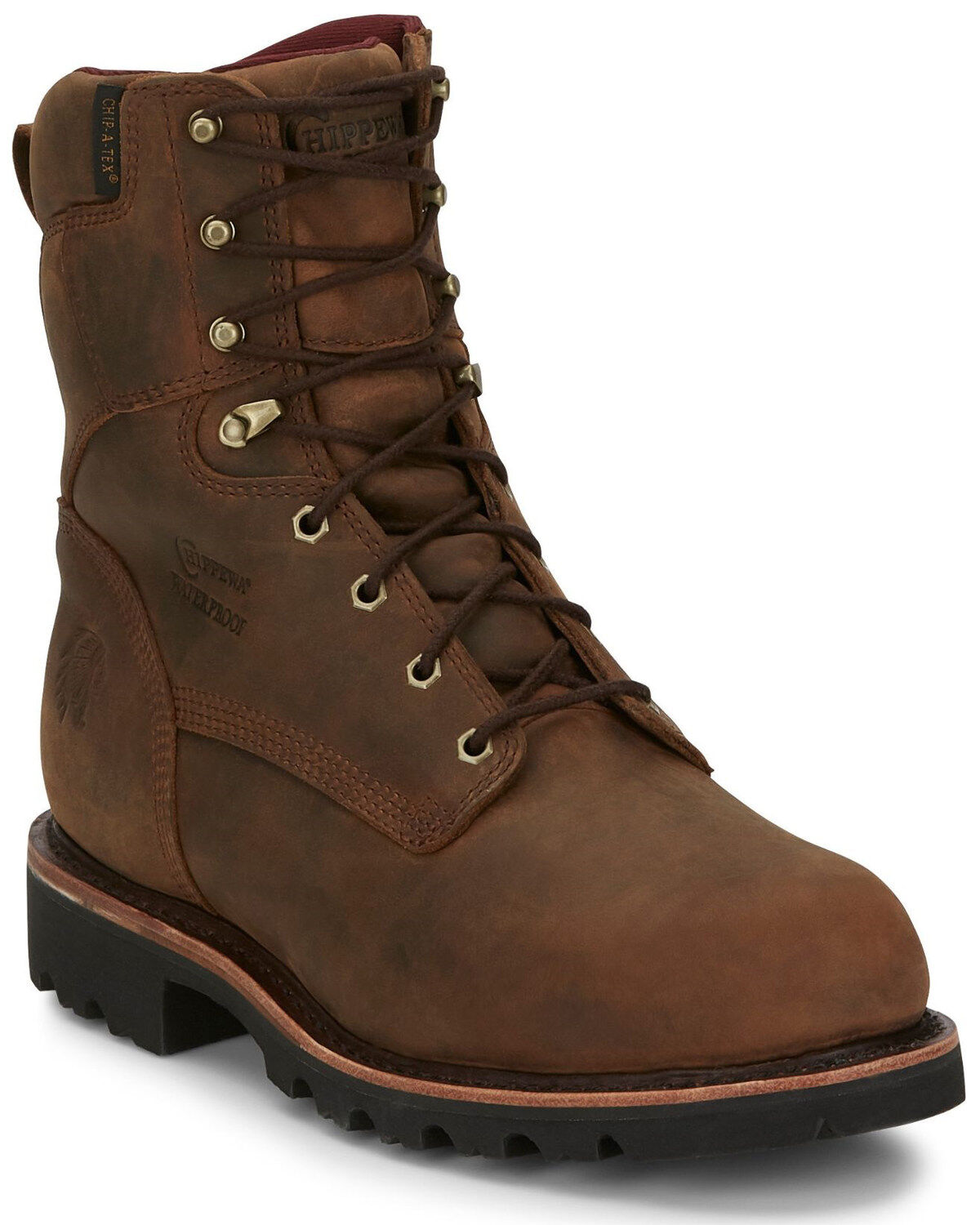 Image #1 - Chippewa Men's Waterproof Work Boots - Steel Toe, Brown, hi-res