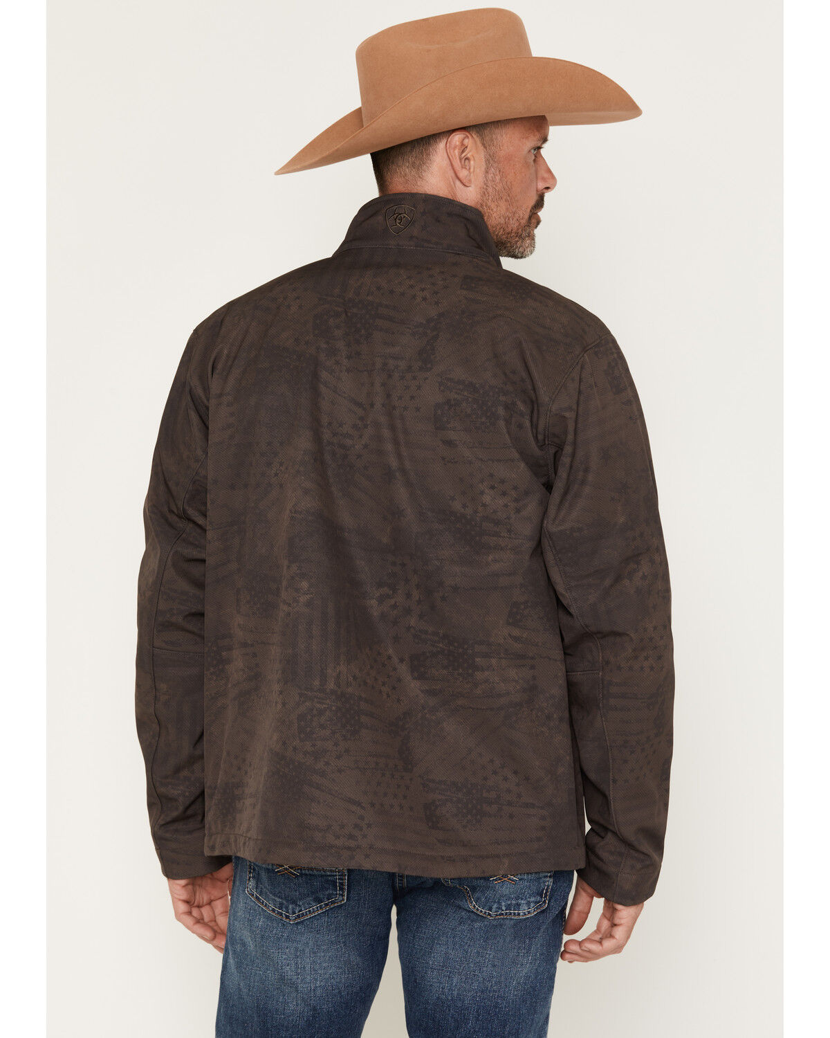 Image #4 - Ariat Men's Americana Patriot Flag Softshell Jacket, Brown, hi-res