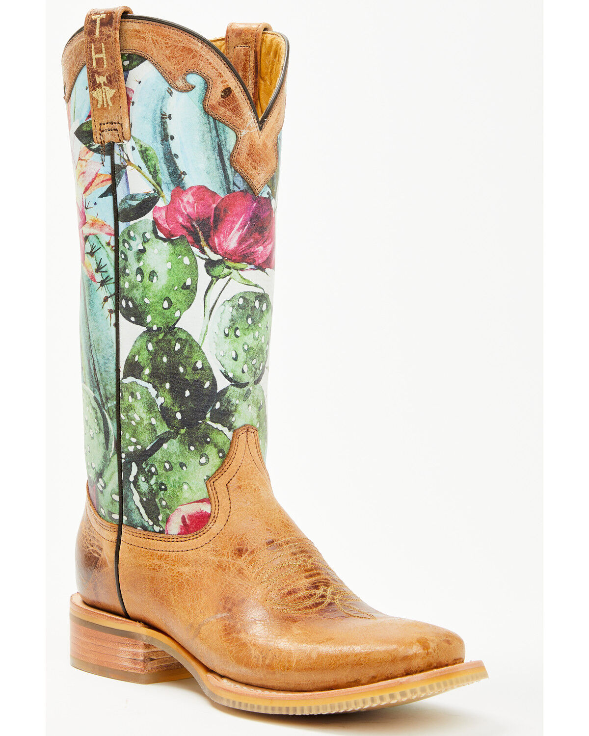 Tin Haul Women's Cactilicious Looking Sharp Sole Western Boots - Broad Square Toe, Brown, hi-res