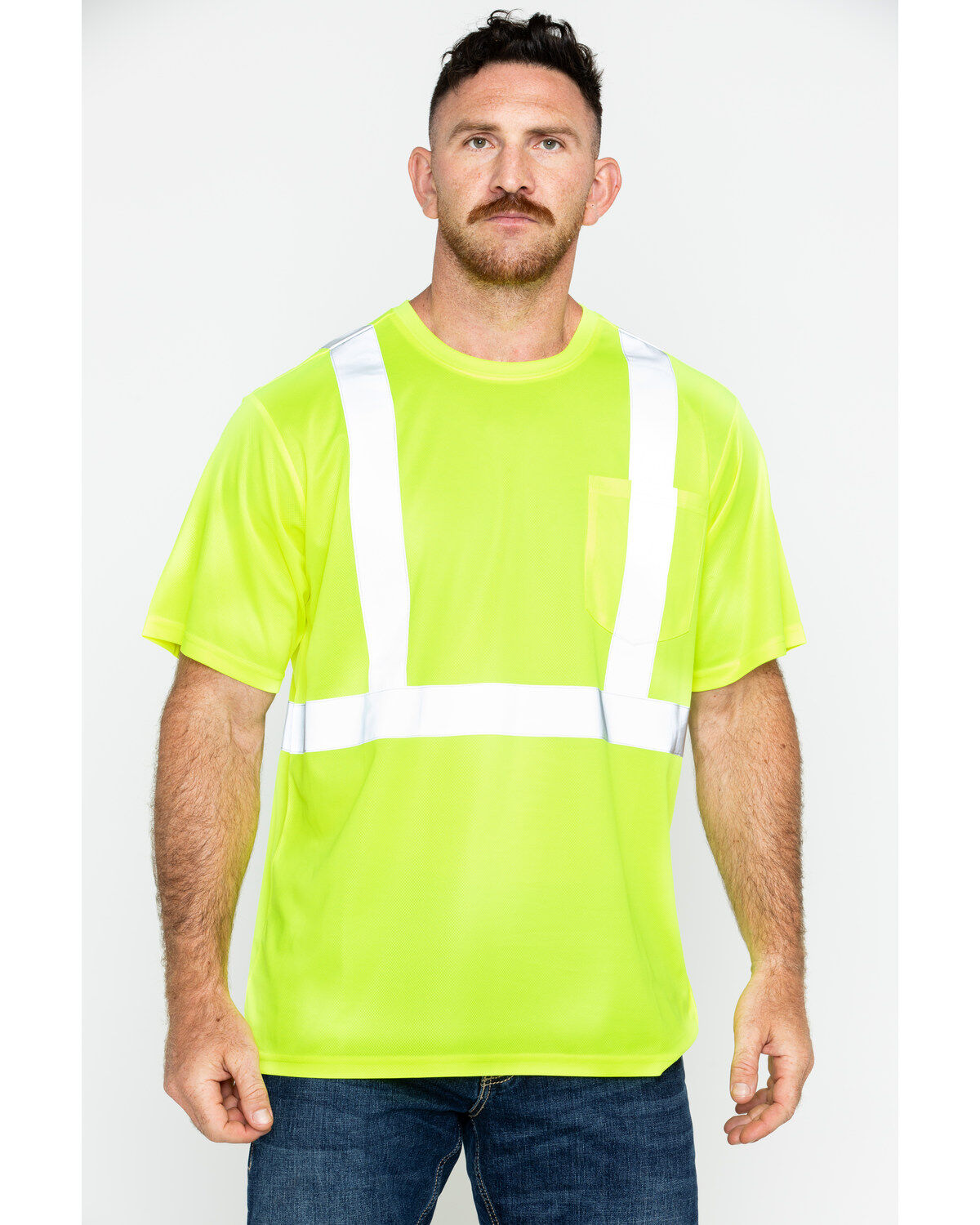 Image #1 - Hawx Men's Short Sleeve Reflective Work Tee - Big & Tall, Yellow, hi-res