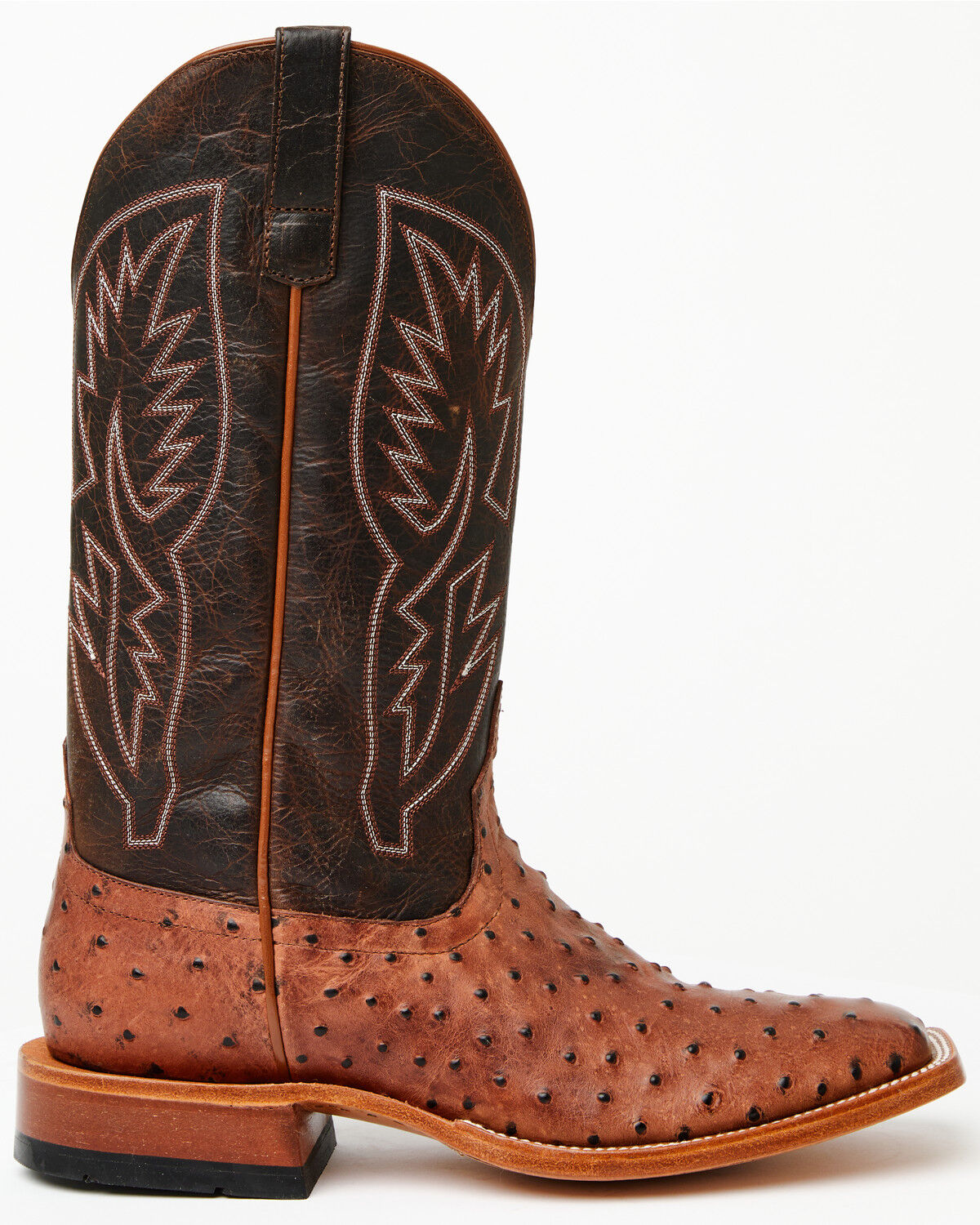 Image #2 - Horse Power Men's Boot Barn Exclusive Ostrich Print Tall Western Boots - Broad Square Toe, Cognac, hi-res