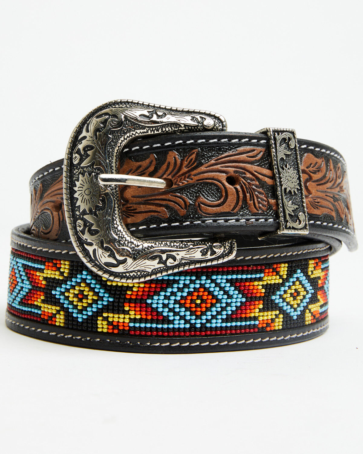 Image #1 - Myra Bag Women's Polychrome Southwestern Hand-Tooled Leather Belt, Brown, hi-res