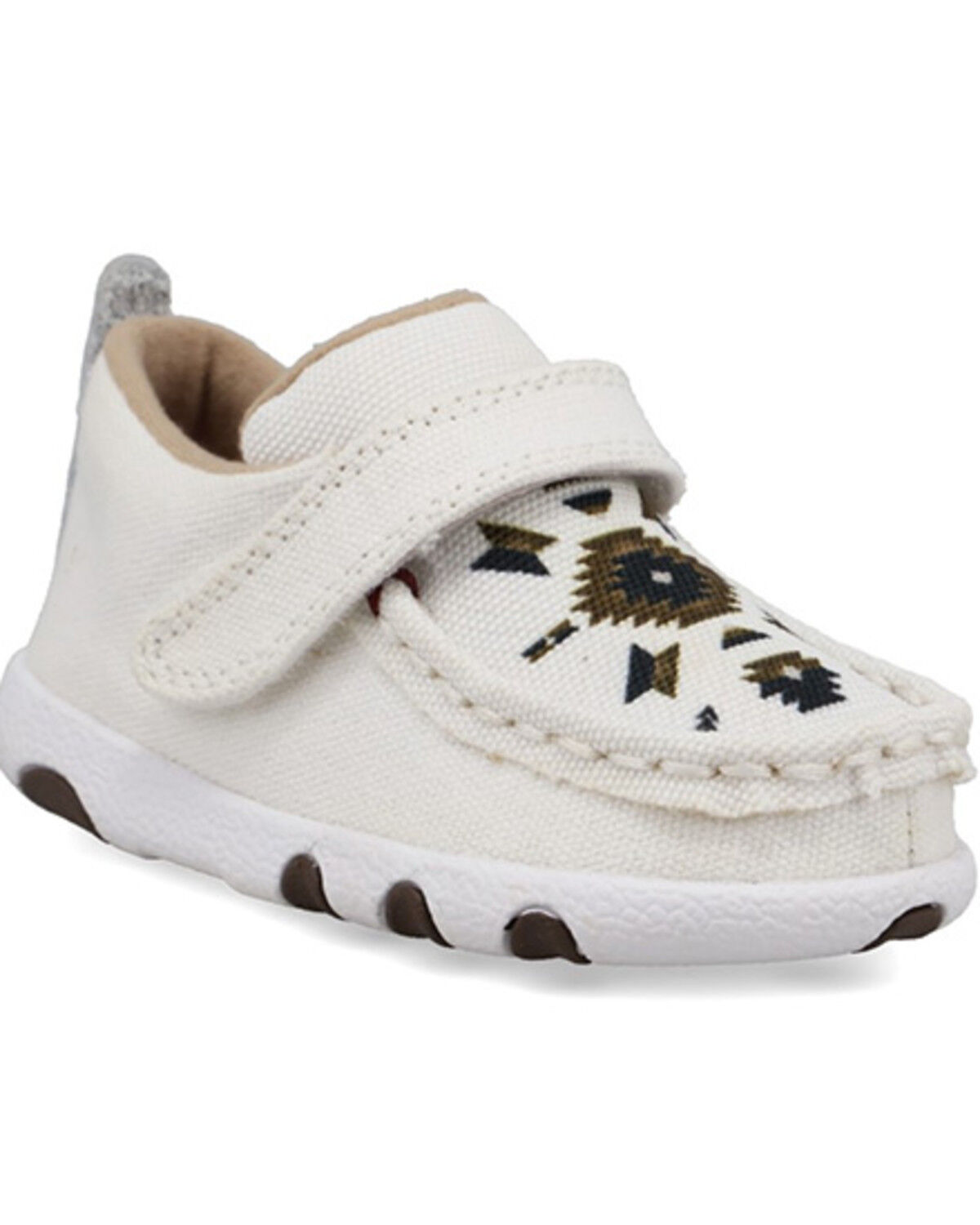 Image #1 - Twisted X Infant Kid's Southwestern Print Driving Mocs, White, hi-res