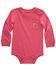 Image #1 - Carhartt Infant Girls' Logo Pocket Long Sleeve Onesie, Pink, hi-res