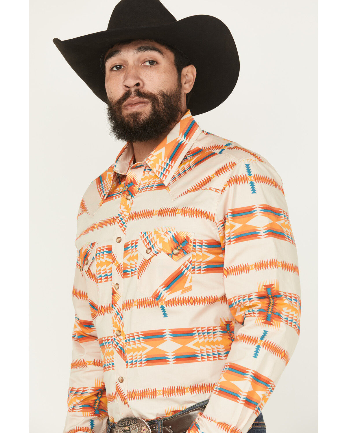 Image #2 - Rock & Roll Denim Men's Southwestern Long Sleeve Snap Stretch Western Shirt, Multi, hi-res