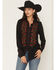 Image #1 - Rock & Roll Denim Women's Floral Embroidered Retro Snap Western Shirt, Black, hi-res