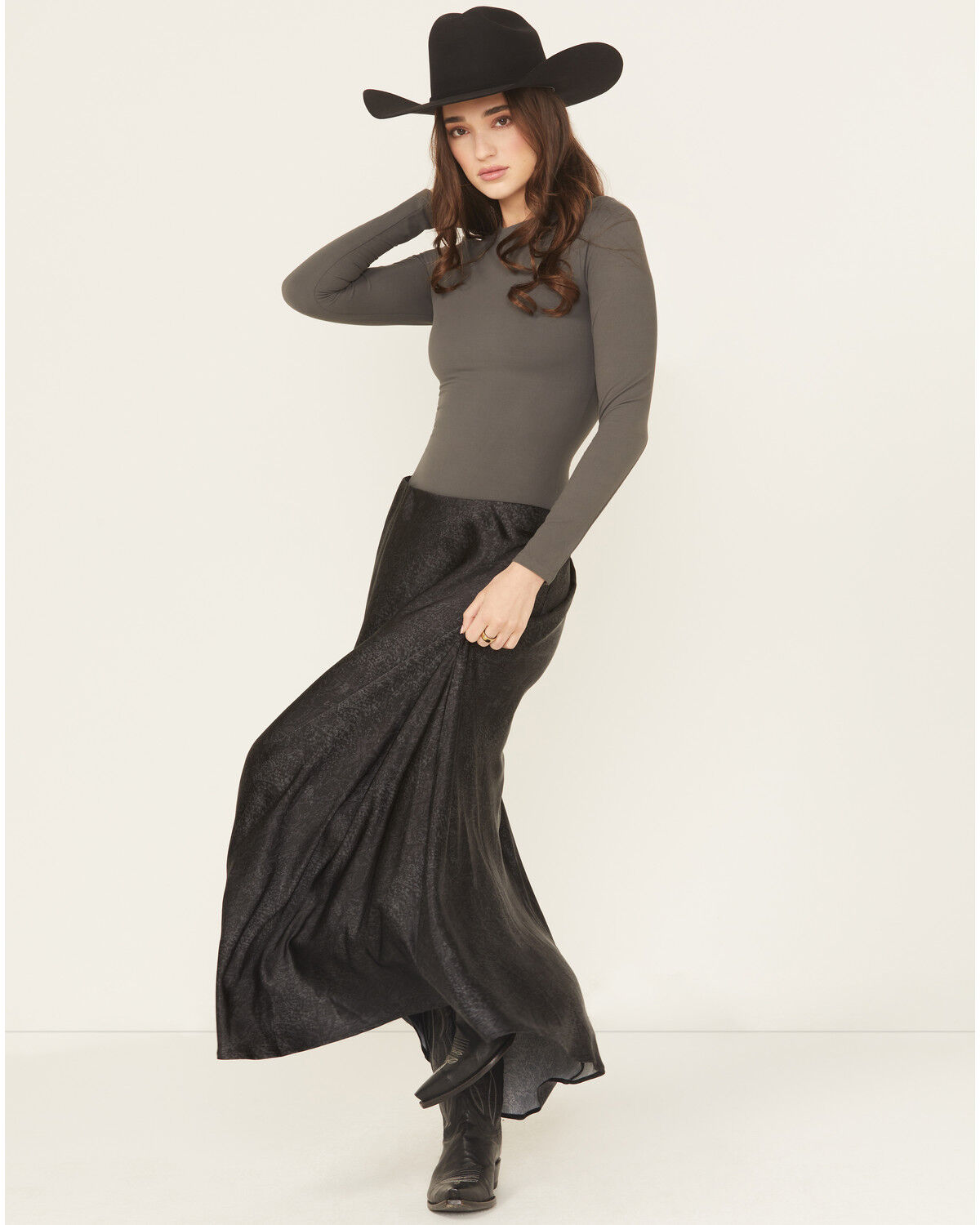 Ariat Women's Athena Midi Skirt, Black, hi-res