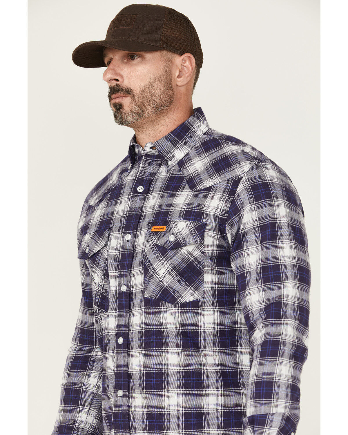 Image #2 - Wrangler Men's FR Plaid Print Long Sleeve Button-Down Work Shirt, , hi-res