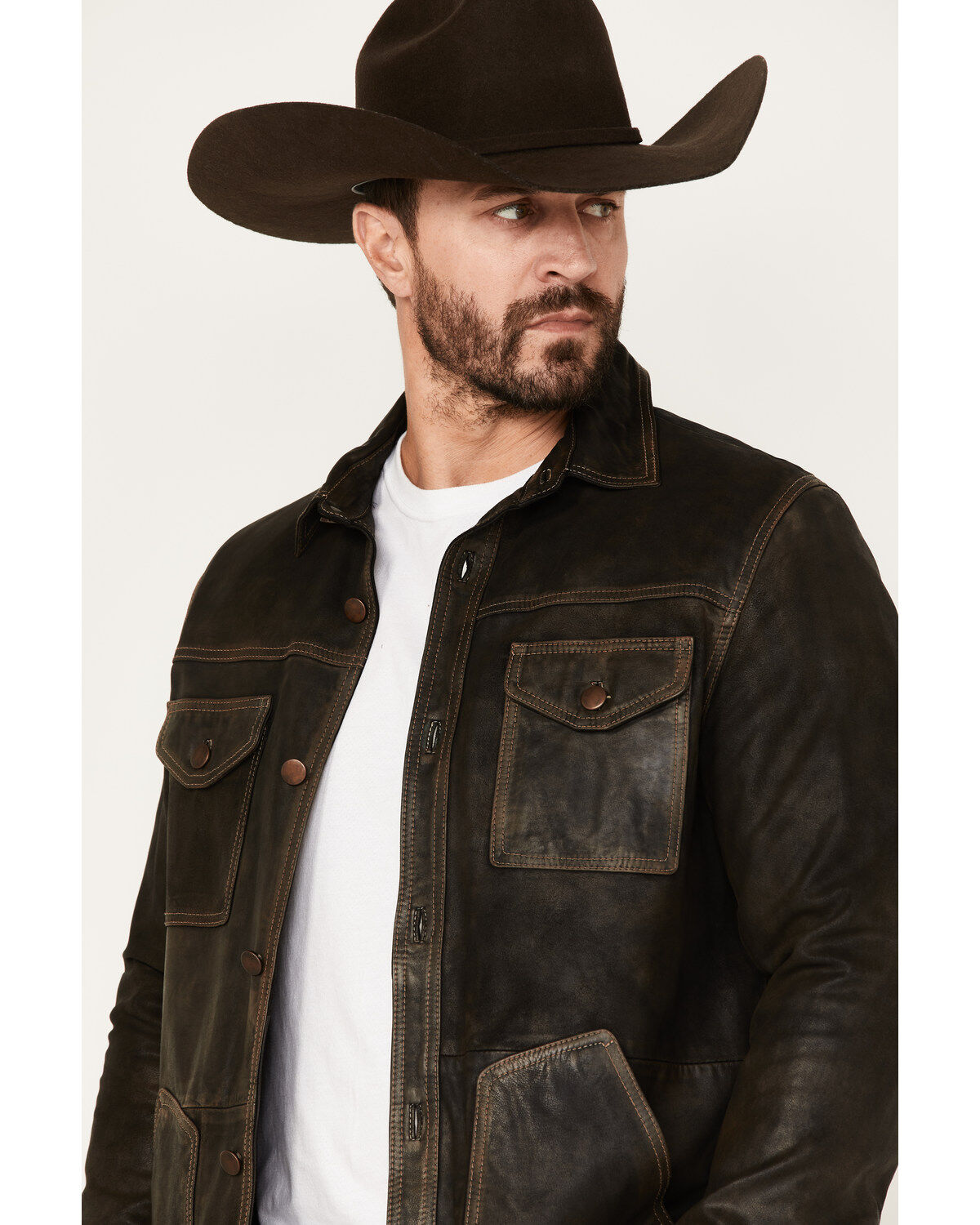 Image #2 - Scully Men's Serape Lined Leather Jacket, Chocolate, hi-res