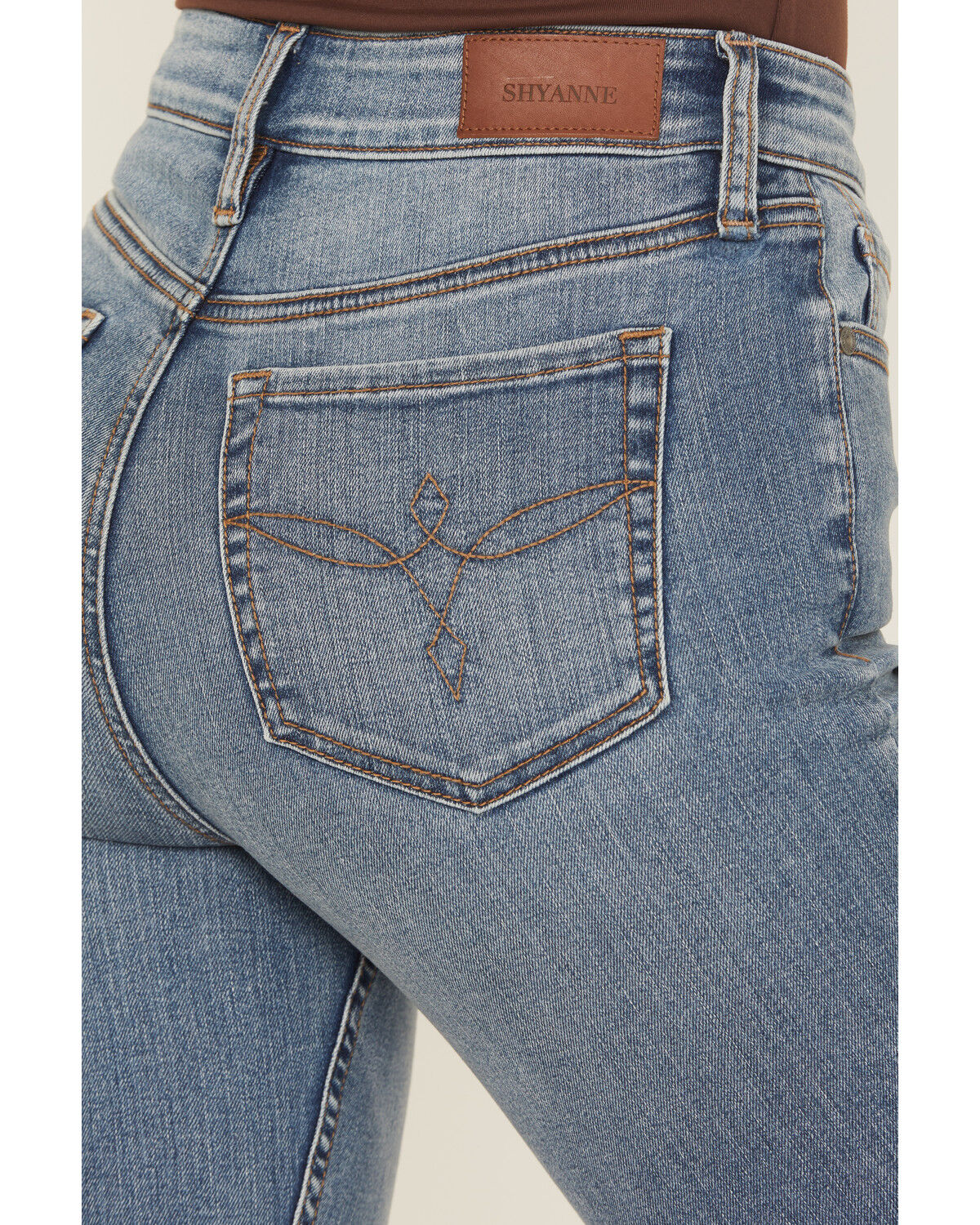 Image #4 - Shyanne Women's Luna High Rise Flare Super Stretch Denim Jeans, Medium Wash, hi-res