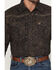 Image #3 - Cowboy Hardware Men's Tooled Floral Print Long Sleeve Snap Stretch Western Shirt, Dark Brown, hi-res