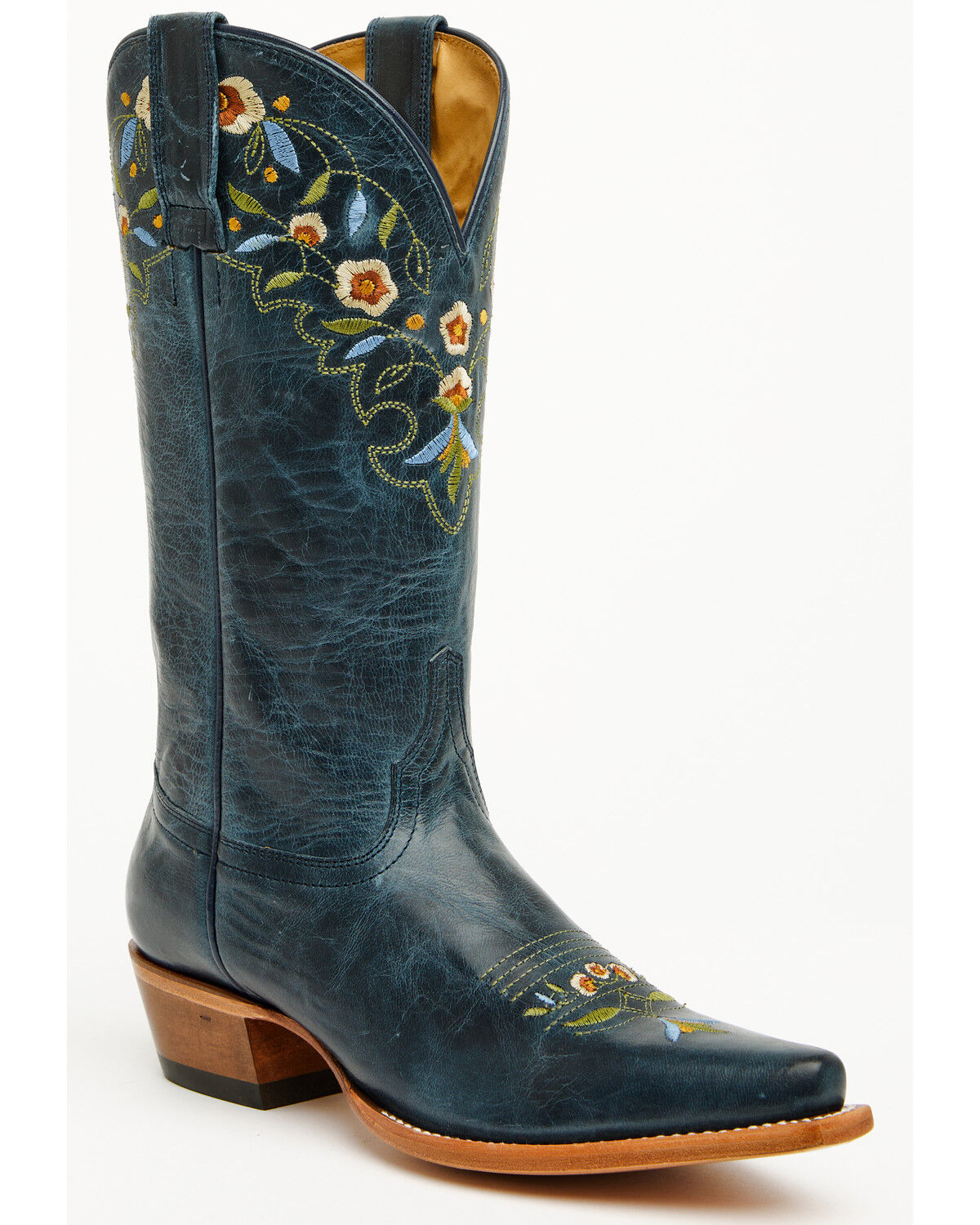 Image #1 - Shyanne Women's Stephanie Floral Western Boots - Snip Toe, Navy, hi-res