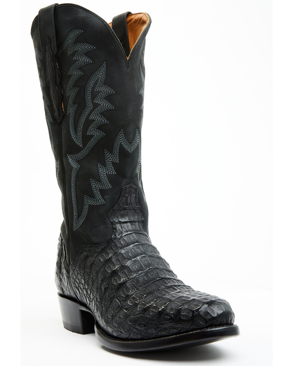Image #1 - El Dorado Men's Exotic Caiman Western Boots - Round Toe, Black, hi-res