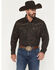 Image #1 - Cowboy Hardware Men's Tooled Floral Print Long Sleeve Snap Stretch Western Shirt, Dark Brown, hi-res