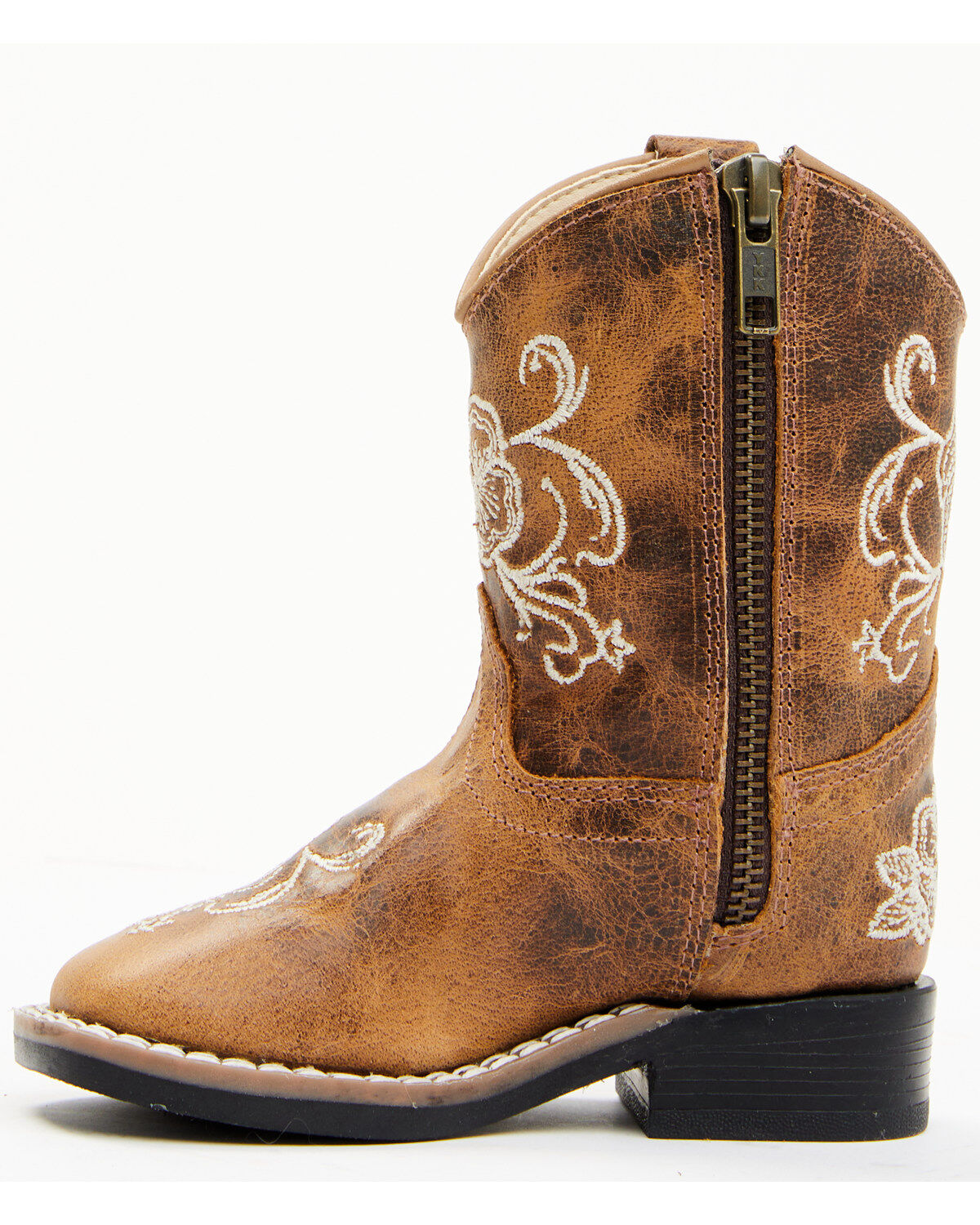 Image #3 - Shyanne Toddler Girls' Little Bitty Lasy Western Boots - Broad Square Toe, Brown, hi-res