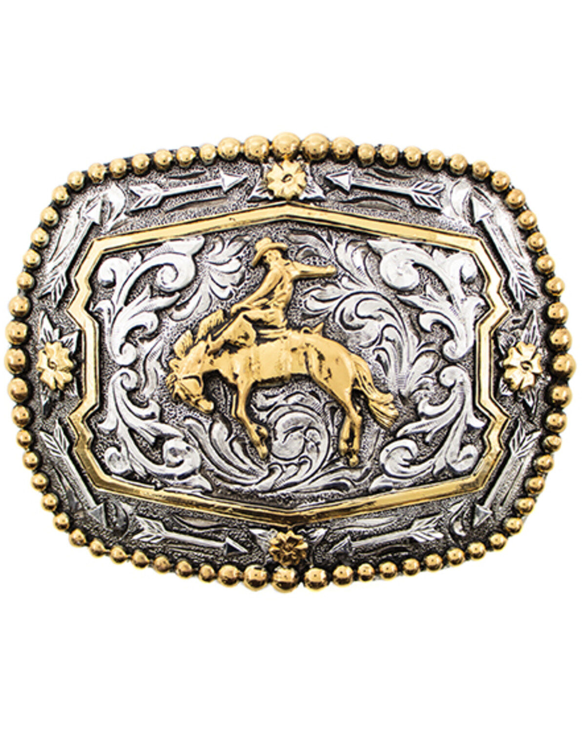 Image #1 - Cody James Men's Bronco Rider Beaded Edge Belt Buckle, No Color, hi-res