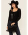 Image #1 - Idyllwind Women's Camarillo Metallic Fringe Suede Crossbody Bag, Black, hi-res
