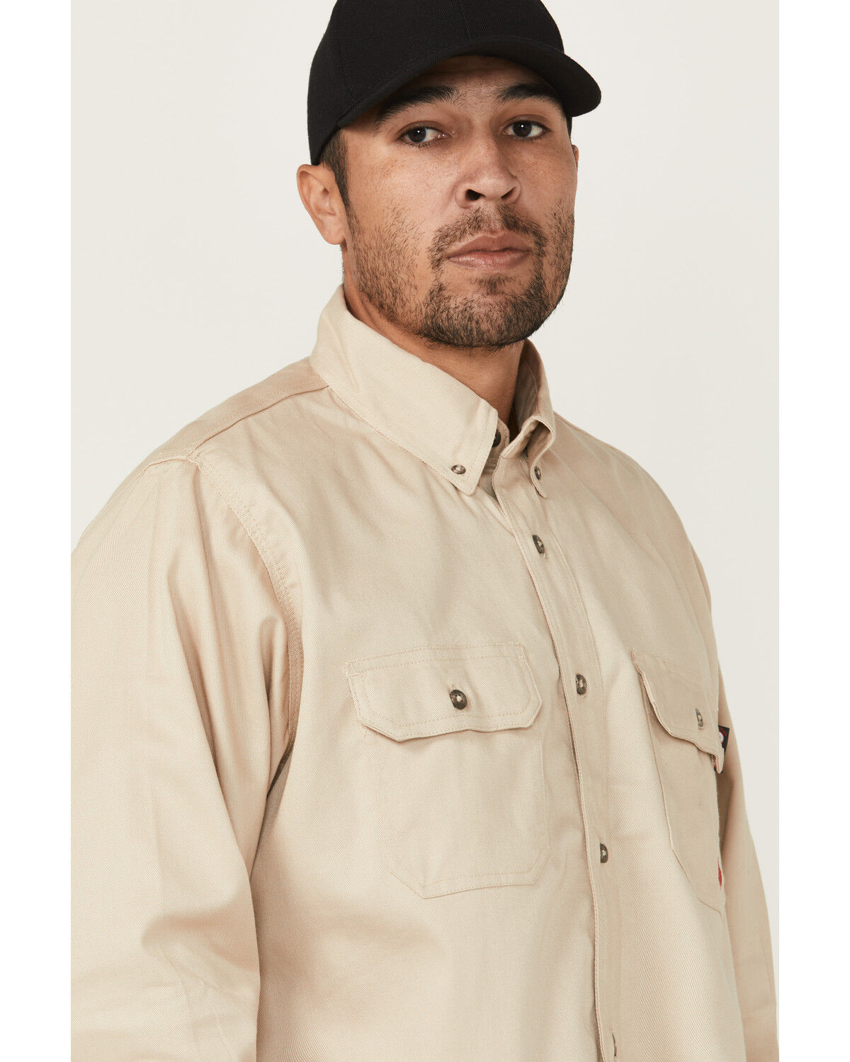 Image #2 - Forge Workwear Men's FR Solid Long Sleeve Button-Down Work Shirt, Stone, hi-res