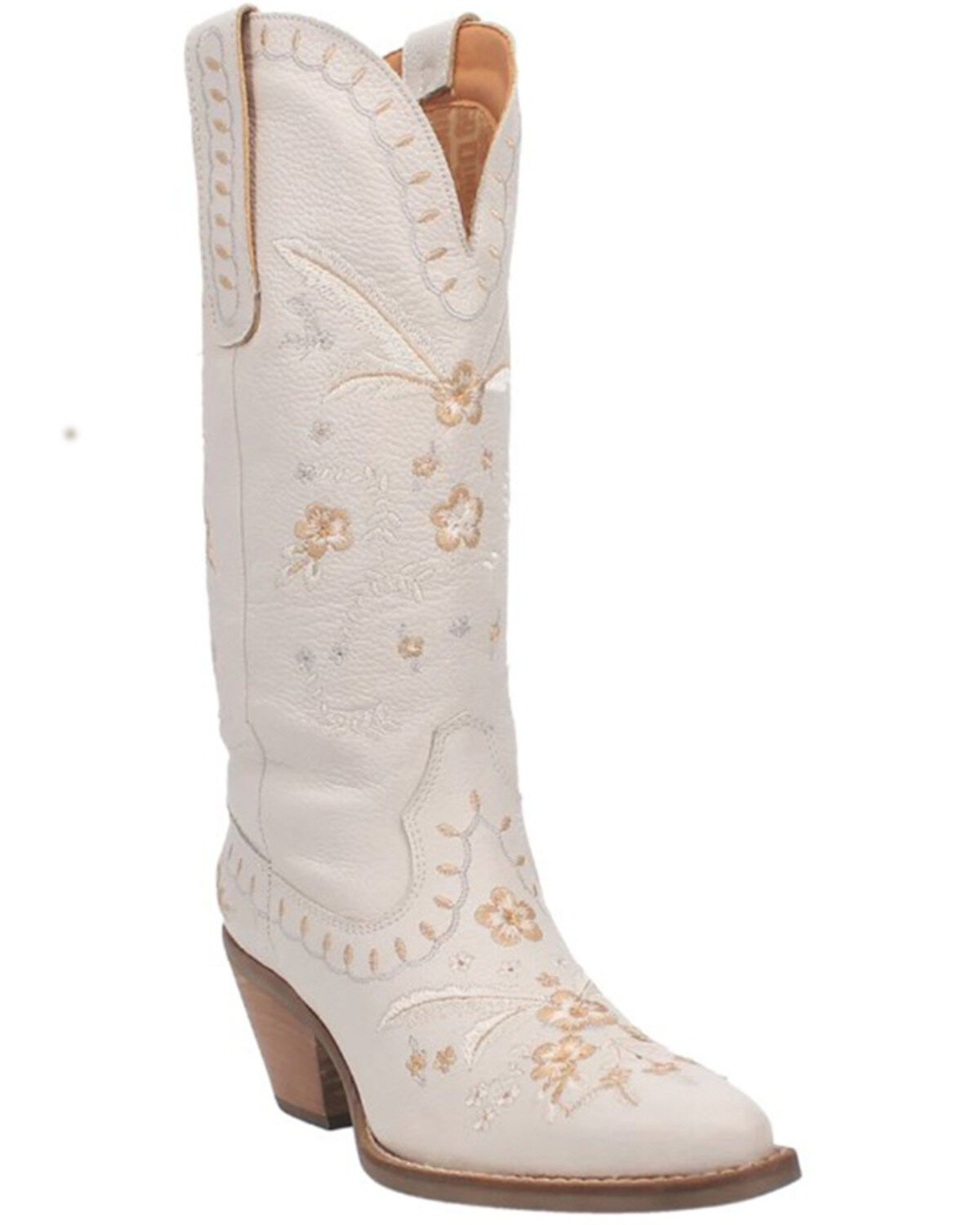 Image #1 - Dingo Women's Full Bloom Western Boots - Round Toe, White, hi-res
