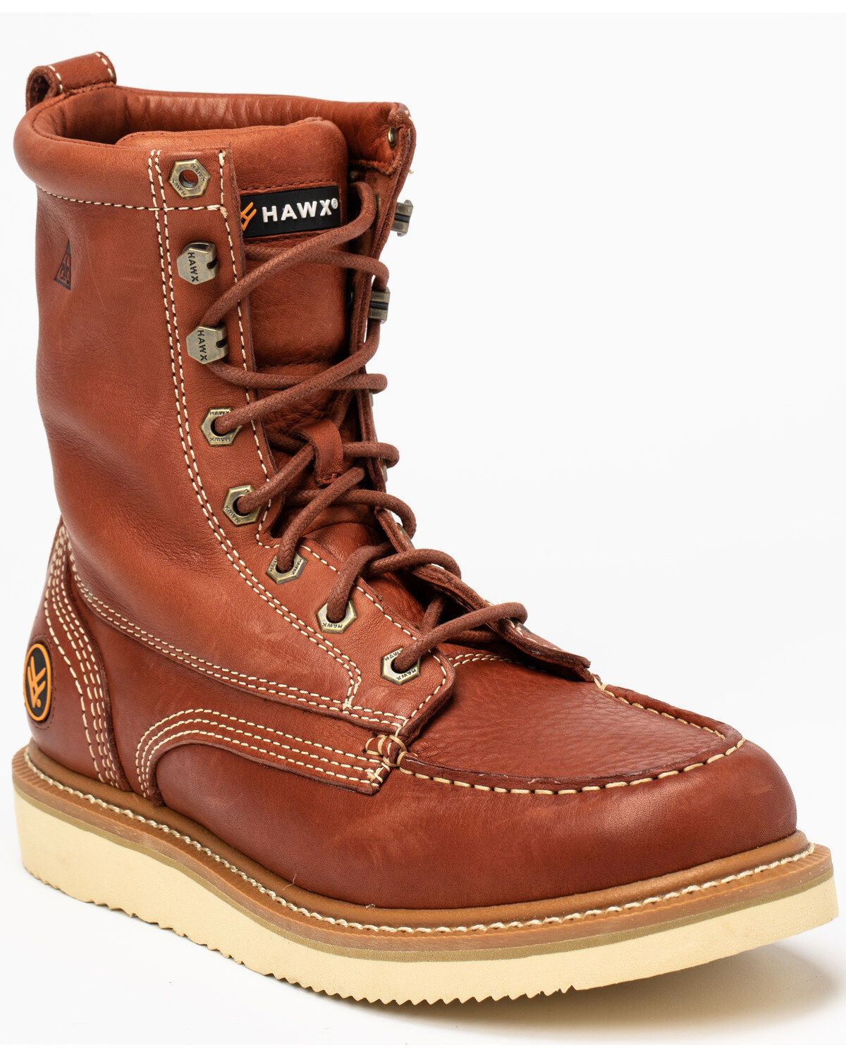 Image #1 - Hawx Men's 8" Lacer Wedge Work Boots - Soft Toe, Brown, hi-res