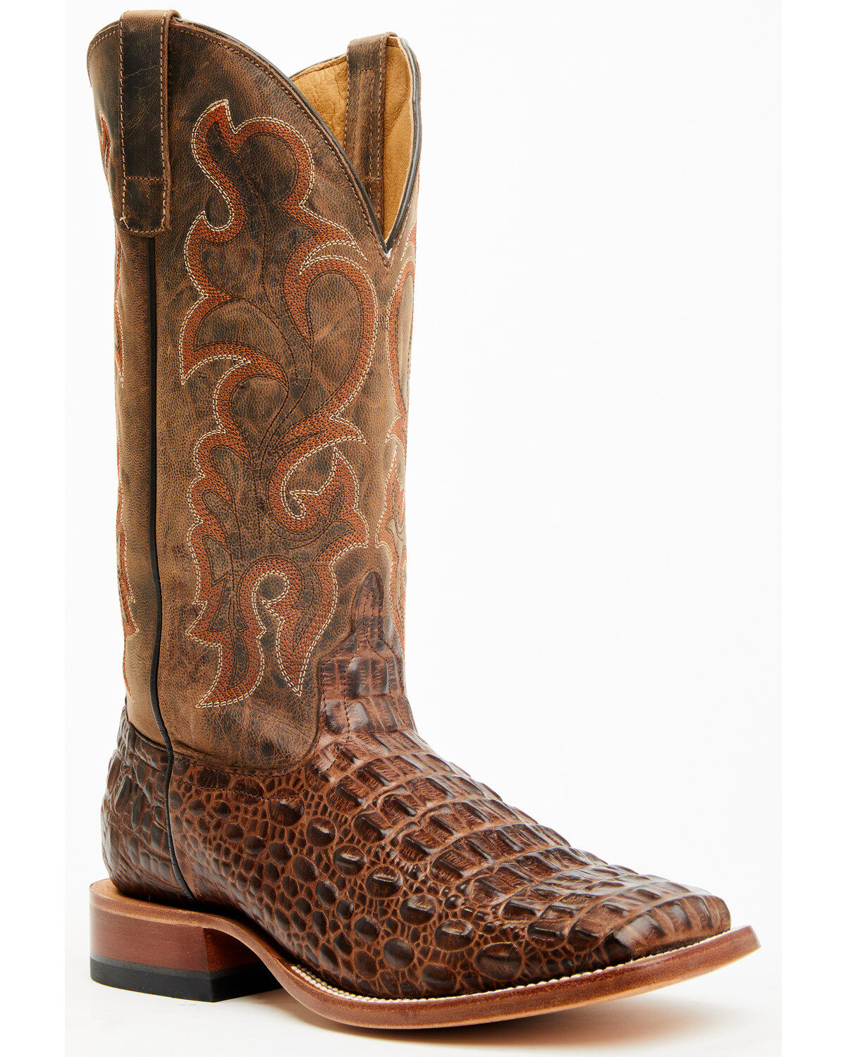 Image #1 - Horse Power Men's Nile Crocodile Print Western Boots - Square Toe, Brown, hi-res