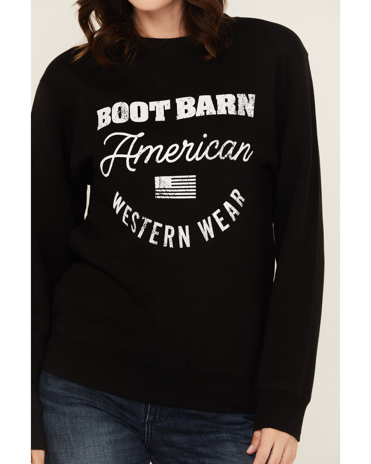Image #3 - Boot Barn Women's Logo American Western Wear Crewneck, Black, hi-res