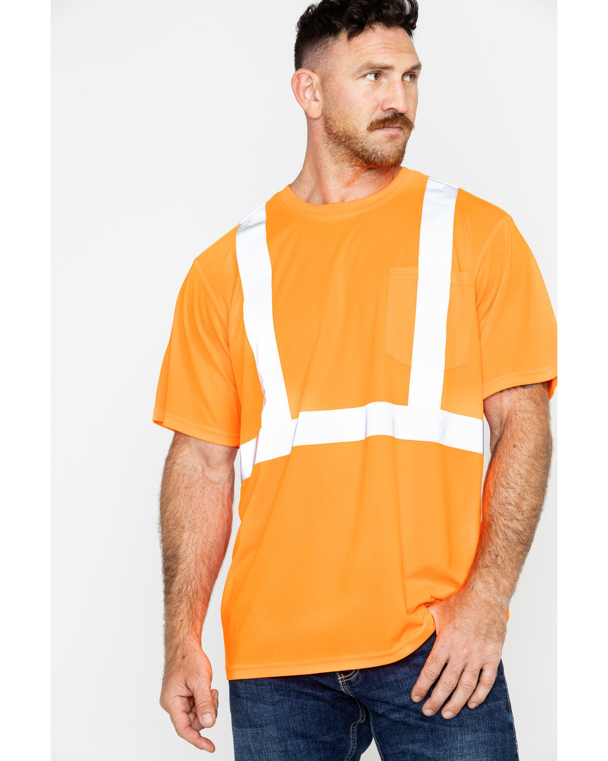 Image #1 - Hawx Men's Reflective Short Sleeve Work T-Shirt, Orange, hi-res