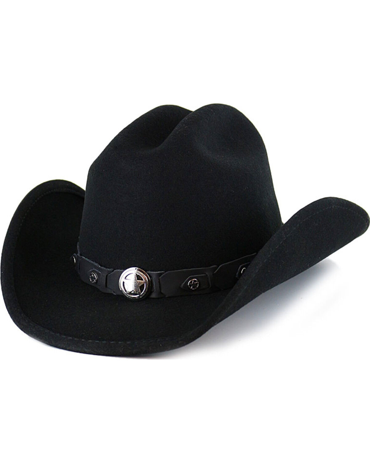 Cody James Boys' Sidekick Wool Felt Cowboy Hat, Black, hi-res