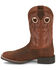 Image #3 - Justin Men's Stampede Bowline Western Boots - Broad Square Toe, Brown, hi-res