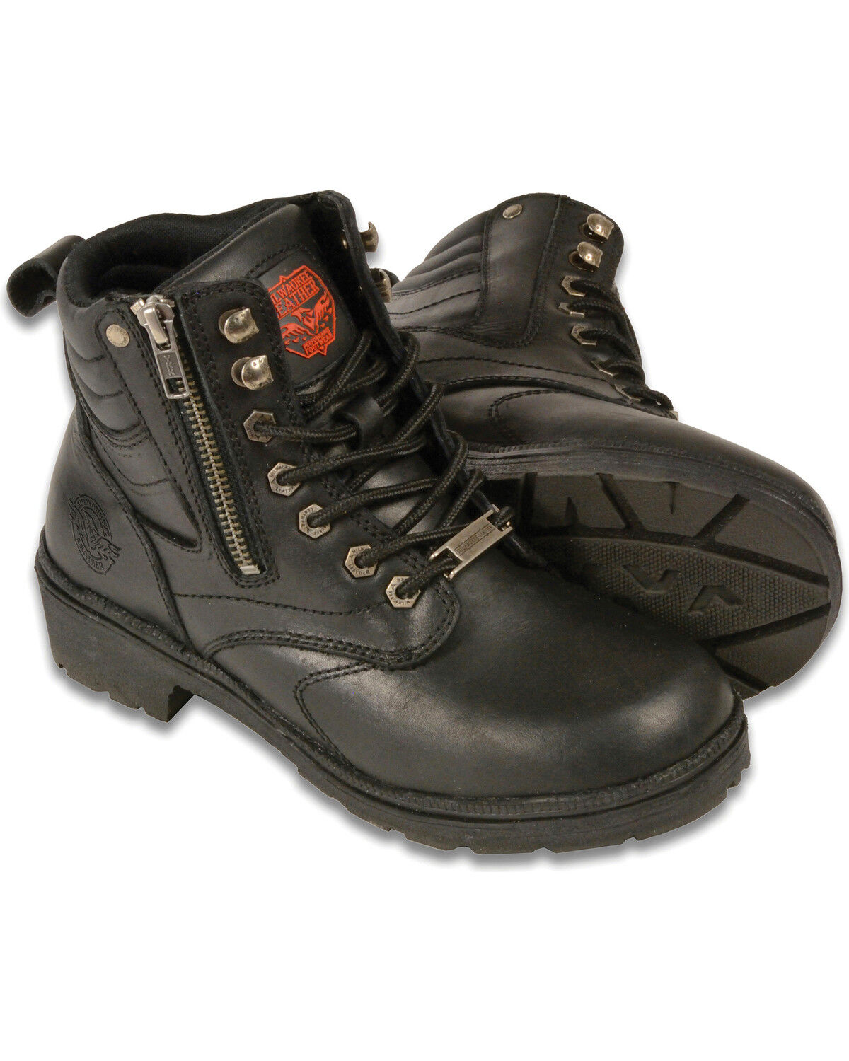 Image #1 - Milwaukee Leather Women's Side Zipper Boots - Round Toe, Black, hi-res