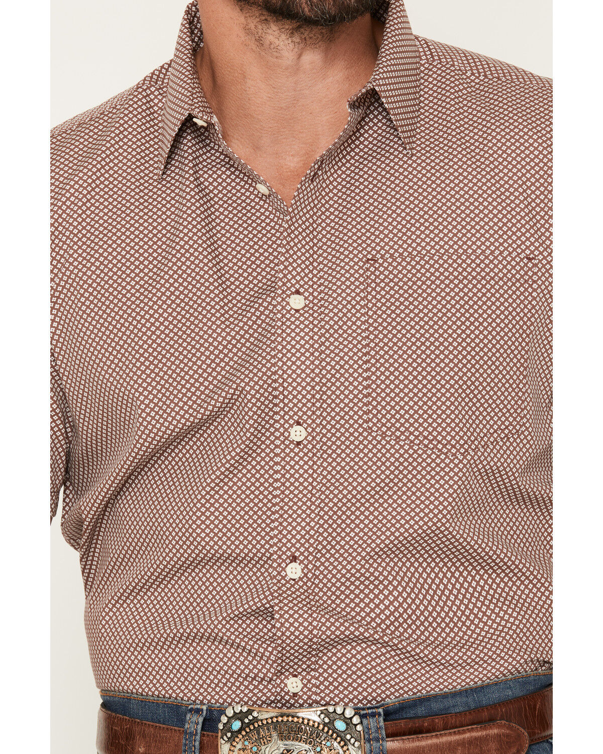Image #3 - Gibson Trading Co Men's Kick Dust Geo Print Short Sleeve Button-Down Western Shirt - Tall, Burgundy, hi-res
