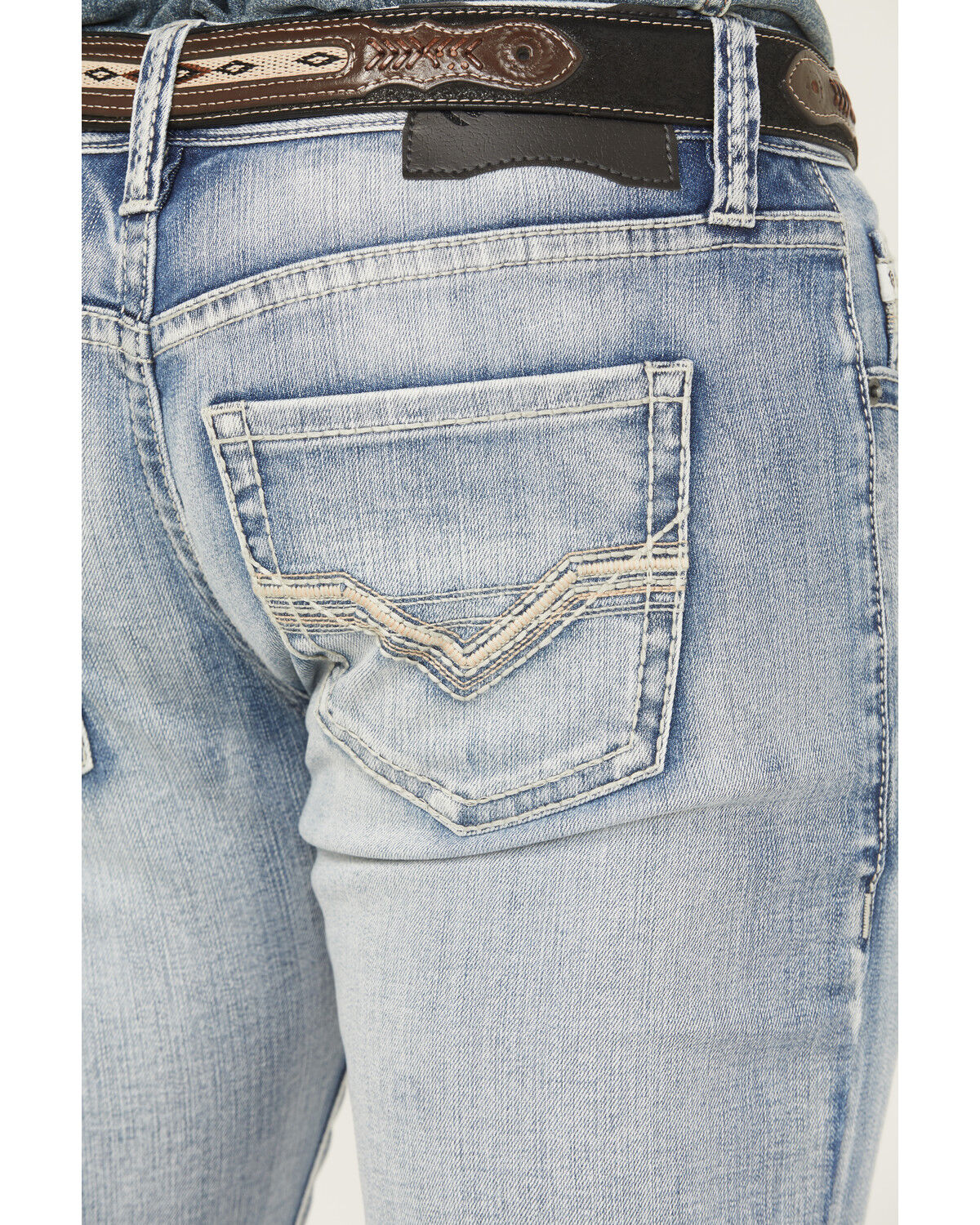 Image #4 - Rock & Roll Denim Men's Boot Barn Exclusive Light Wash Pistol Bootcut Stretch Denim Jeans, Light Wash, hi-res