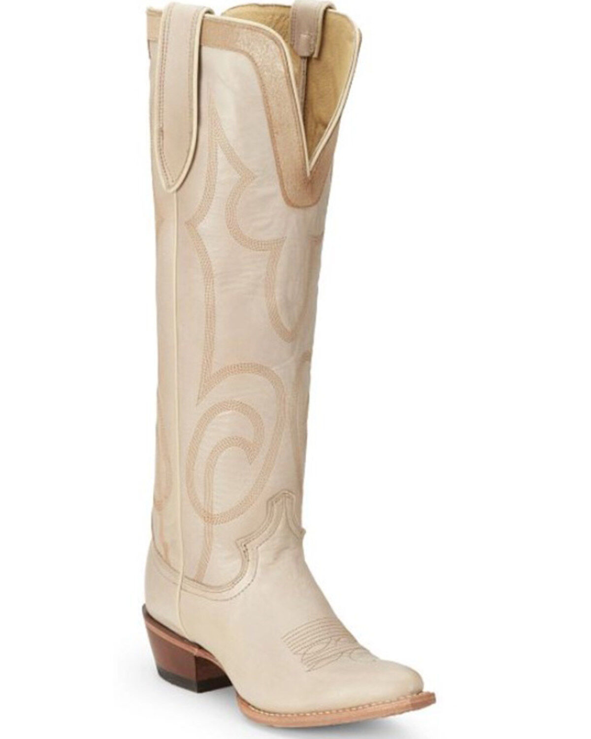 Image #1 - Justin Women's Verlie Vintage Tall Western Boots - Snip Toe, Cream, hi-res