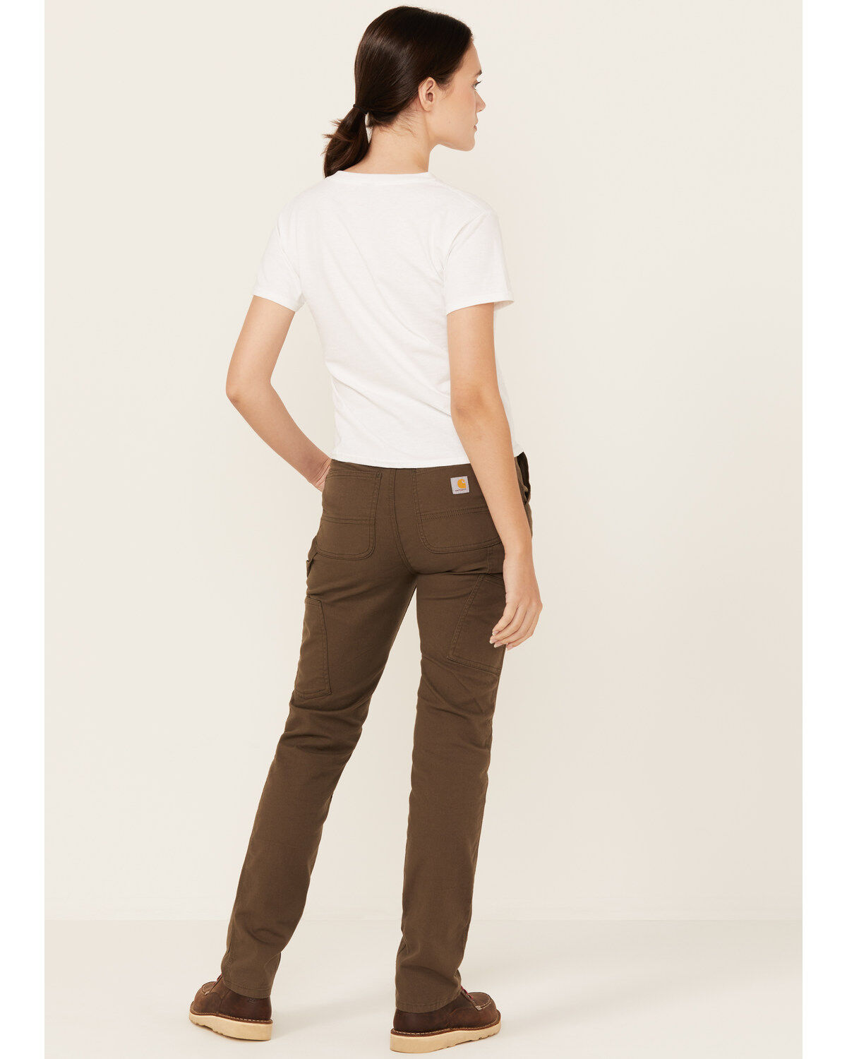 Image #3 - Carhartt Women's Rugged Flex&reg; Relaxed Fit Canvas Stretch Work Pants, Dark Brown, hi-res