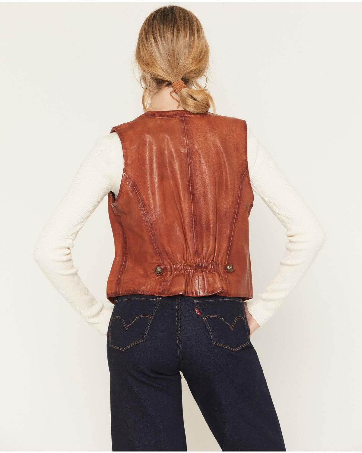 Image #4 - Scully Women's Leather Vest, Cognac, hi-res