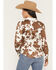 Image #4 - Shyanne Women's Junegrass Cow Print Long Sleeve Snap Stretch Western Shirt, Coffee, hi-res