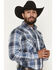 Image #2 - Ely Walker Men's Plaid Print Long Sleeve Pearl Snap Western Shirt, Blue, hi-res