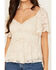 Image #3 - Originality Women's Ruffle Lace Short Sleeve Top, Cream, hi-res