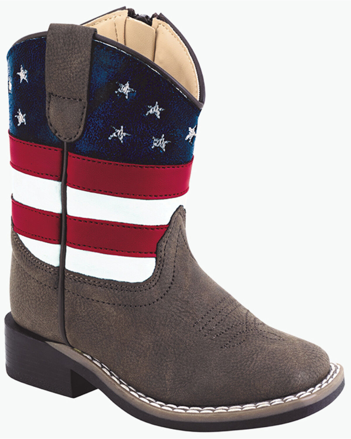 Image #1 - Old West Toddler Boys' Patriotic Western Boots - Broad Square Toe, Red/white/blue, hi-res