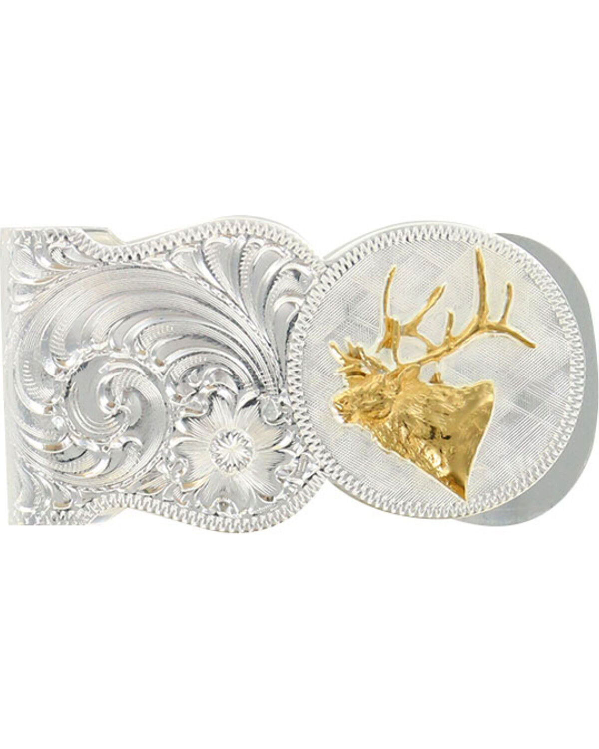 Image #1 - Montana Silversmiths Elk Head Scalloped Money Clip, Silver, hi-res