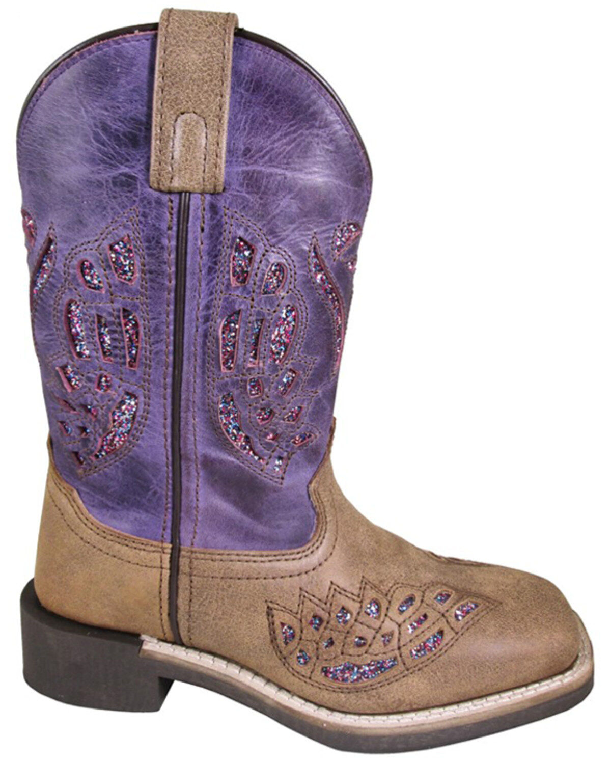 Image #1 - Smoky Mountain Toddler Girls' Trixie Western Boots - Broad Square Toe, Purple, hi-res