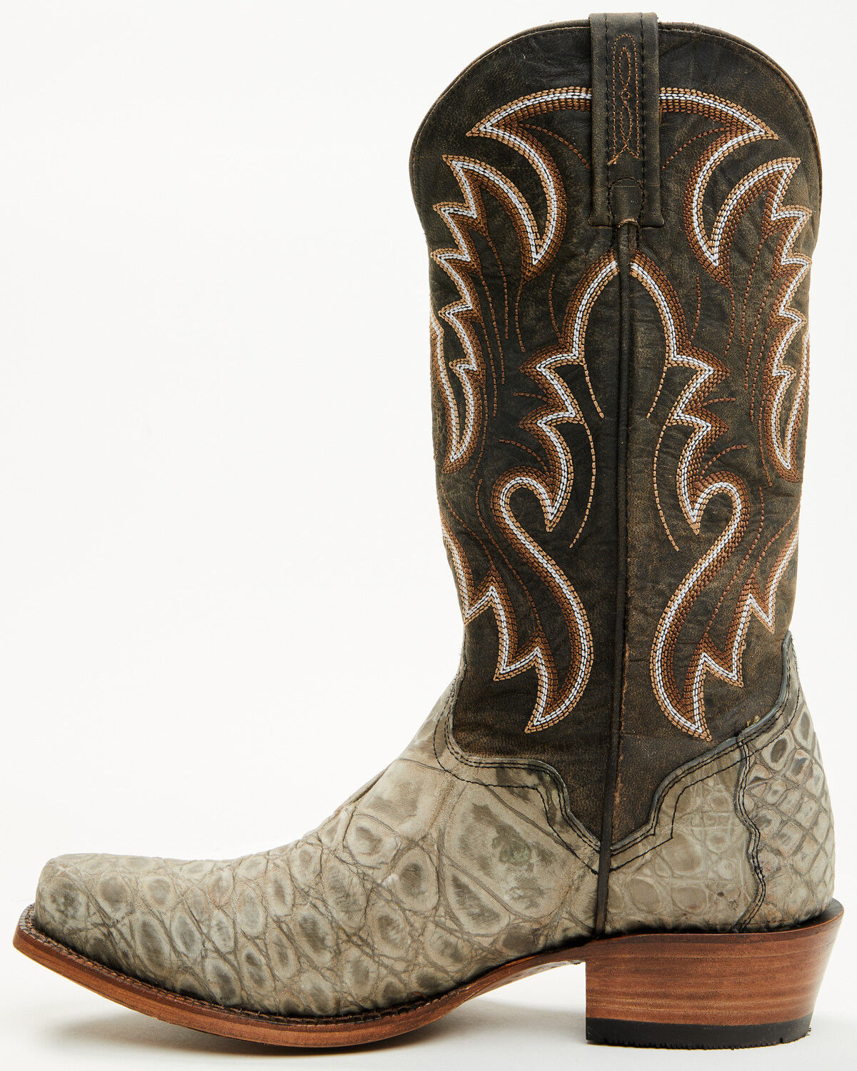 Image #3 - El Dorado Men's Exotic Alligator Western Boots - Square Toe, Grey, hi-res